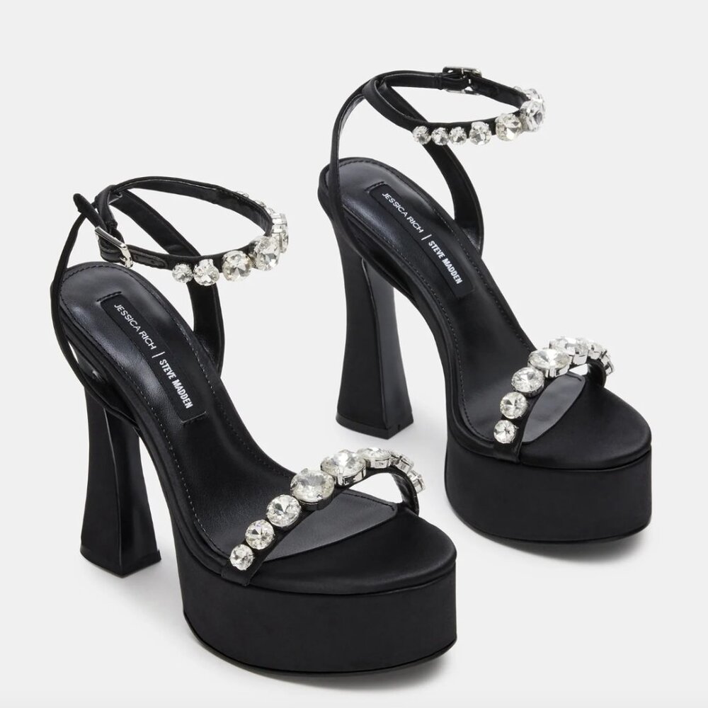 Steve Madden x Jessica Rich Women's "Zoey" Black Platform Block Heel Size: 8